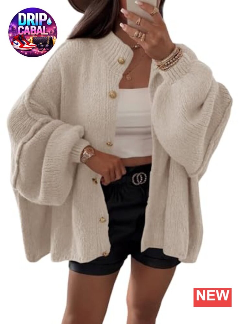 Saodimallsu Womens Oversized Cardigans Long Lantern Sleeve Button Down Chunky